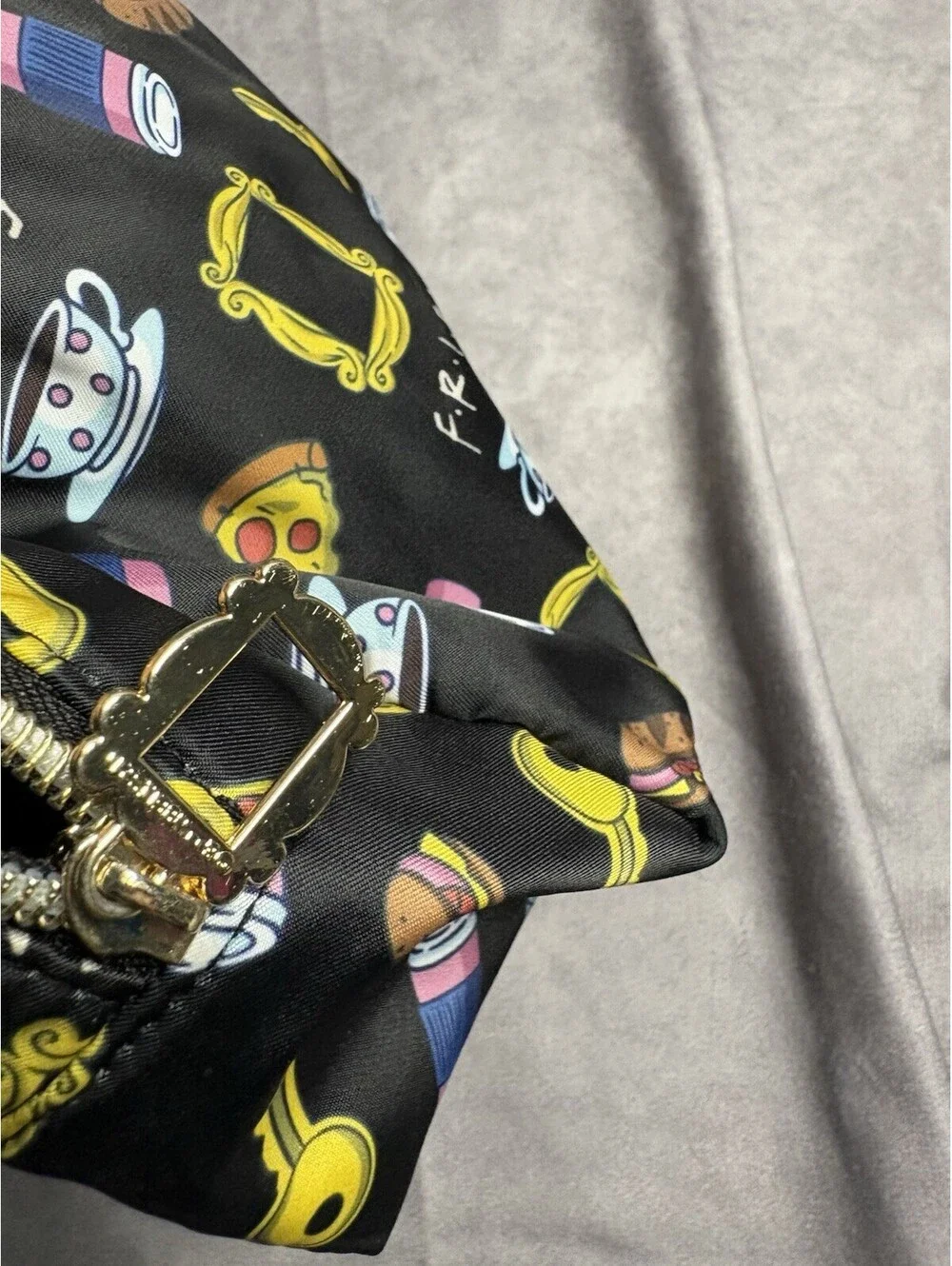 Friends TV Show Cosmetic Bag Makeup Pouch Black Icon Print w/ Frame Zipper Pull